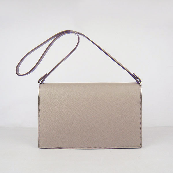 7A Hermes Togo Leather Messenger Bag Grey With Silver Hardware H021 Replica - Click Image to Close